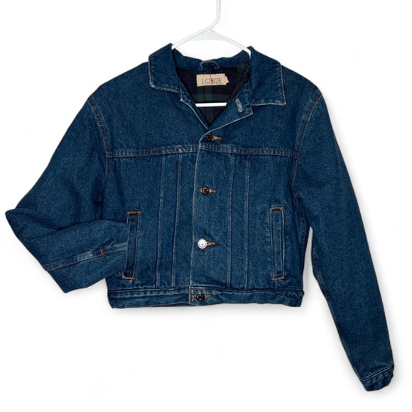 J. Crew Jackets & Blazers - Vintage 90’s J. Crew Quilted Plaid Lining Denim Trucker Jacket Giant Tag Era